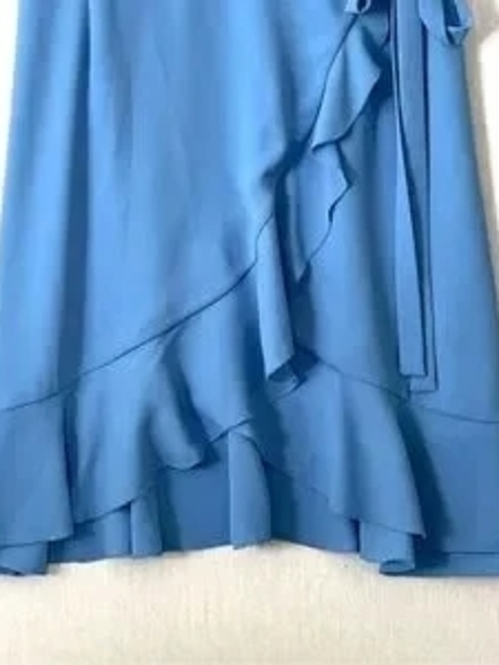 Women’s Light Blue Wrap Dress with Ruffle Tie - Picture 4 of 5